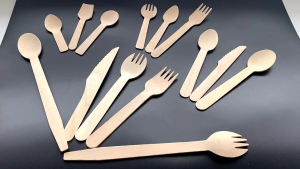 100pcs/pack 16cm/14cm Wooden Spoon Fork and Knife - Eco Friendly & Disposable Big Size for Party Restaurant Wedding Ice Cream Dessert