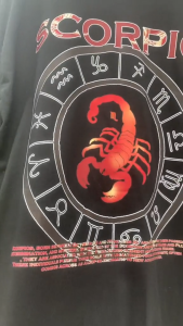 ODA Scorpio October 23 - November 21 Zodiac Sign T-Shirt - Cotton with Durable Rubberized Print for Men and Women Comfort Crewneck Fashion Fit Round Neck Sleeve Womenswear Polyester