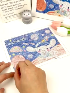 Cinnamoroll Diamond Painting Sanrio Edition + Bingkai foto Cartoon Lotso Full Round Drill Rhinestone Mosaic Picture cutie pop Anak Kerajinan Mainan Anak diy diamondpainting kit