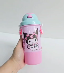 กระติกน้ำมีหลอด พร้อมสายสะพาย Kuromi / Twin Stars