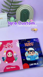 IQRO ANAK CUSTOM NAMA / BUKU IQRO SOFTCOVER LENGKAP IQRO 1 - 6 DESAIN MUSLIM BOY AND GIRL
