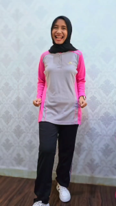 Frasser Kaos Katun Wanita Olahraga Seragam Gerak Jalan Senam Basket Bulutangkis Badminton Futsal Lengan Pendek Panjang Termurah KS KTNW 06