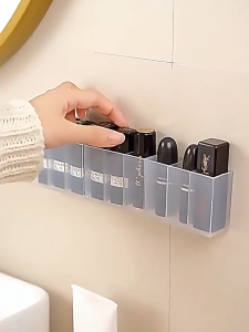 SK-C1157 Kotak Penyimpanan Lipstik Brush Makeup 3 Sekat Transparan Multifungsi / Rak Dinding Lipstik