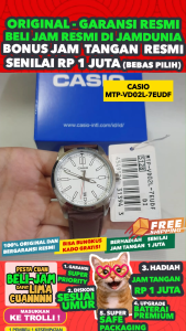 CASIO ORIGINAL - CASIO MTP-VD02L-7E - MEN LA - Kulit - Coklat - Jam dunia JD18ST