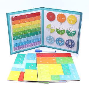 Children Magnetic Fraction Math Learning Toys Wooden Fraction Book Educational Toys for Kids