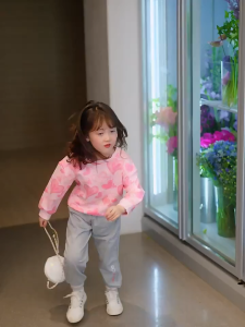 Binilin long shirt for kids girl girls clothes Stylish Pink Heart Pattern Loose Round Neck Cotton Comfortable to Wear for Girls