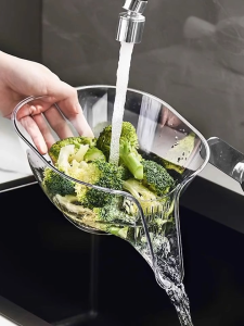 🅷🆆 Multifunctional Drain Bowl with Funnel Kitchen Sink Colander Sieve Bowl for Washing Vegetable Fruit Salad Strainer Basket