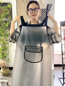 Kitchen Apron With Pocket For Cooking PVC Oil-proof Waterproof Apron Stain Resistant for Dishwashing Hair Stylist Coffee Shop Uniform