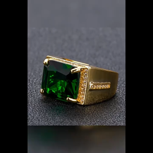 916 original gold cincin lelaki batu original Emerald ring for men style