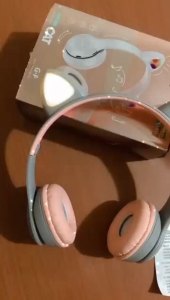 HEADPHONE HEADSET OVERHEAD BLUETOOTH GAMING CAT EARS RGB LED WIRELESS BT LIGHT BASS STEREO CUTE
