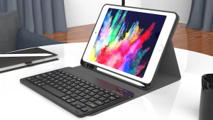 เคสคีย์บอร์ดไอแพด For Apple iPad Pro 11 13 2024 Air 4 Air 5 | iPad 10th Generation Pro 12.9 Air 13 6th 5th 4th 3rd Gen/Air 3 10.5 นิ้ว ฝาครอบเคสขาตั้งอัจฉริยะแบบแม่เหล็ก เมาส์คีย์บอร์ดไร้สายบลูทูธ