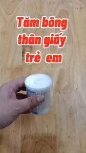 Tăm bông cho bé tăm bông thân giấy 2 đầu xoắn Tăm bông ngoáy tai cho trẻ em hộp tròn Rose (đặc biệt không tuột bông)