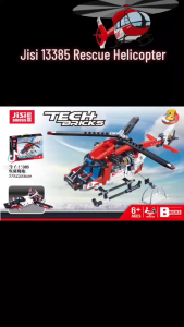 Jisi 13385 Decool 2in1 Rescue Helicopter Technic Boat CarVehicle Building Blocks Brick Toys Toy Mainan Budak Blok 积木 玩具