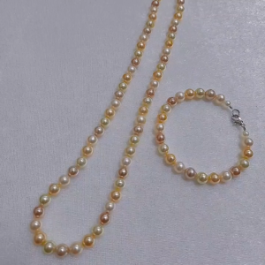 Bộ trang sức dây chuyền vòng tay ngọc trai chuỗi hạt nhật màu pastel xinh đẹp phong cách tiểu thư