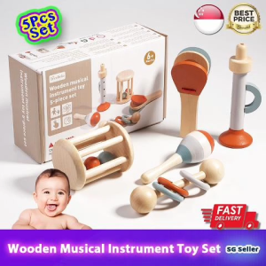 【SG Ready Stock】Baby Wooden Musical Instrument Montessori Toy 5-Piece Set★Toddler/Kids Early Childhood Educational Toy Set✅6 Months Old&Above✅Christmas/Birthday Gift Idea✅