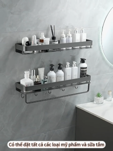Giá đỡ phòng tắm bằng nhôm MEIDOO Bảo quản mỹ phẩm / Bảo quản nhà bếp Giá vệ sinh treo tường không khoan