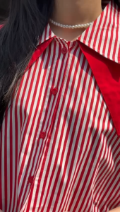 SEIDA SHIRT / KEMEJA KOMBINASI SALUR / KEMEJA KOMBINASI SALUR MERAH PUTIH EDISI 17 AGUSTUS 2563