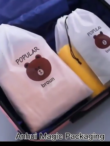 Beg Kartun Simpanan Cartoon Bear Portable Travel Cosmetic Bundle Pocket Drawstring Dustproof Storage Bag