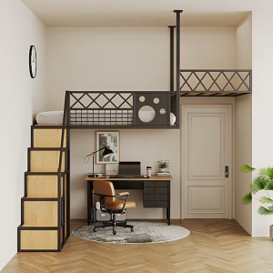 Children Study room Loft Bed with Staircase multiple Customizable sizes