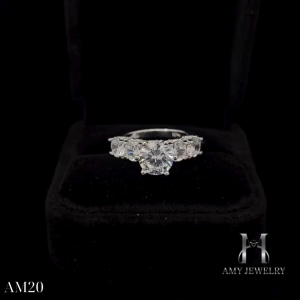 Nhẫn nữ bạc 925 công nghệ xi độc quyền NanoShield xi bạch kim đính đá 8ly AM20- Tặng nước rửa cao cấp