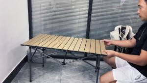 120cm Outdoor Camping Foldable Table Aluminum Picnic Portable Table 3Size Egg Roll BBQ Table with Portable Carry Bag