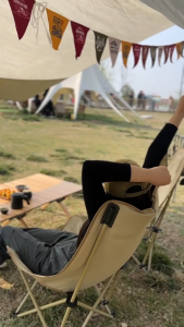 GOODPLAY เก้าอี้กลางแจ้ง เก้าอี้สนามทรงรังนก เก้าอี้แคมป์ปิ้ง (หลังสูง90 cm.) รับน้ำหนักได้สูงสุด 300กก. พับเก็บได้ พกพาสะดวก