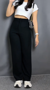 ESTELLE Cozie Pants RIB Knit Premium Highwaist Cullote Loose Pants Petite Friendly Celana Wanita Anti Kusut