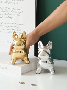 Bulldog Dekorasi Keramik Rumah Modern Desktop Wine Cabinet Dekoratif Hadiah Hadiah Hewan Kerajinan