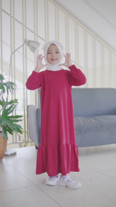 Hirihita Lulu A049 Baju Gamis Lulu Anak Perempuan Sablon Oh Happy Day 12 Warna 1-12 Tahun