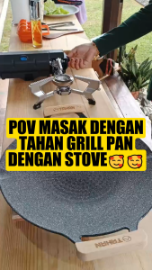 TAHAN 36cm Non-Stick Grill Pan Maifan Stone Coating | Outdoor Camping BBQ Frying Pan with Carry Bag