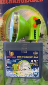 Senter Kepala Selam 80W Headlamp LED Cas Baterai Lithium 4800mAh Tahan 8 Jam Mitsuyama Senter Kepala Selam Waterproof Anti Air MS-216P/K | Headlamp Diving Cahaya Putih & Kuning Bonus Kacamata Selam | senter selam /senter cari ikan/senter menyelam | GA