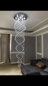 Staircase chandelier Duplex rotating villa duplex living room floor in the staircase light long modern simple crystal chandelie