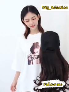 【COD&Spot goods】 45cm Long Curly Hair Cap With Wig Hat Wigs Black Wave Hat wig Baseball Cap Wig with wig hair extensions 4 Colors Long Big Wave Wigs Baseball Cap Wigs Straight Hair Cap Wig Summer Fashion Wig Beige Black Hat