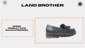Sepatu pria formal slip on penny loafers pria hitam Land Brother
