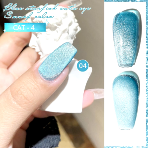 3 ฟอร์มเครื่องดื่มสีทาเล็บลูกแก้ว สีตาแมว Cat eye สีฟ้าสเมิร์ฟ 8ml สำหรับผู้หญิง