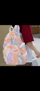 กระเป๋านักเรียนหญิงโรงเรียนเกาหลีผ้าใบสีตัดกันกระเป๋าสะพายคู่