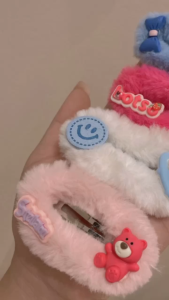 TAS - Jepit Rambut Motif Karakter Beruang / Hair Clip Korean Style / Jepitan Rambut Bulu