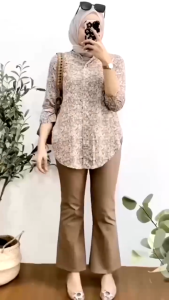 Celana Cutbray Basic Pants Twill Combed Stretch Celana Panjang Cutbray Wanita Premium