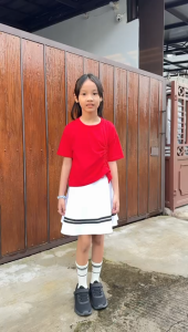 Setelan Rok Anak Kaos Crop Top Serut Samping 5-12 Tahun Combed 24s