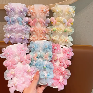 1 Set Isi 8Pcs Jepitan Rambut Anak Korea Model Bunga / HariClip Lucu Flower Warna Warna Colorfull Hand Made