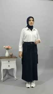 rok jeans skirt cargo wanita rok cargo jeans Rok Cargo Denim Maxi Kulot Cargo Biru Rok Rempel Dongker Roba Ukuran Jumbo Untuk Wanita - Lazada