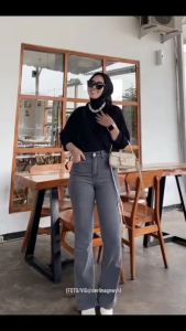 Celana Cutbray Jeans Highwaist Wanita Terlaris Terbaru 2024