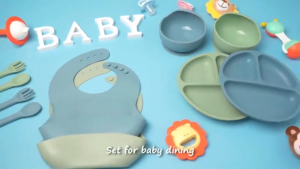 Silicone Baby Feeding Set|Baby Led Weaning Supplies Set|Suction Baby Plate Bowl Set with Bib Spoon Fork Sippy Cup|Baby Feeding Eating Supplies Set