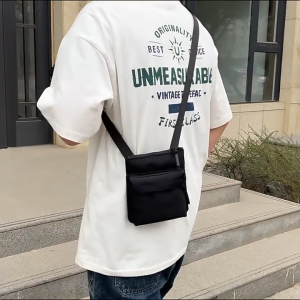 FEATSHOP64FE8 ไนลอนทำจากไนลอน กระเป๋าสะพายไหล่แบบสั้น สีทึบทึบ กันน้ำกันน้ำได้ กระเป๋าแมสเซนเจอร์ แฟชั่นยามว่าง สลิงกระเป๋าถุง กีฬานอกสถานที่