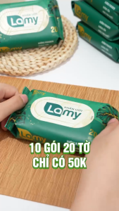 KHO BÌNH THẠNH_Thùng 20 gói khăn ướt Lamy không cồn không parabens cao cấp dành cho em bé gói 20 tờ