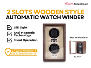 2-Slot Adjustable Speed Automatic Watch Winder with LED Light + Silent Operation & Anti-Magnetic Technology Watch Box Storage