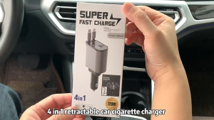 TRIPLEDI Car Charger 4IN1 PD Fast Charging 100W TD6201 Retractable Kabel Cas USB Type C Lightning QC3.0 Dual Port Adjustable For Android IOS Huawei