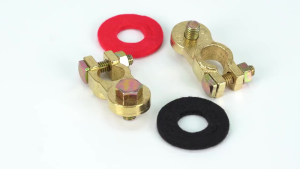 2pcs 17mm Heavy Duty Car Battery Terminal Clamp12V/24V 300A Pure Copper Positive & Negative Connect
