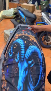 Paket Cover Sarung Jok Motor Arai Full Print Motif Zodiak Waterproof Anti Air Anti Cakaran Kucing Plus Cover Shockbreaker Belakang Arai Universal Beat Vario Lama Mio Genio Scoopy DLL