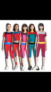 Baju Senam Tangan Pendek & Celana 3/4 Ukuran Dewasa